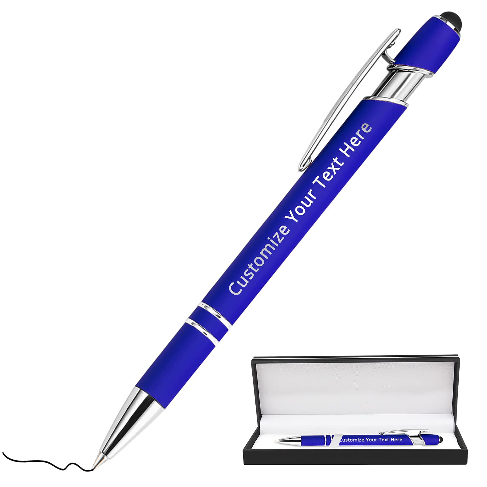 Aolun Personalized Pens,Custom Engraving Ballpoint Pens with Stylus,Soft Touch Metal,Engraved Name,Logo or Message,Great for Birthdays, Anniversaries,