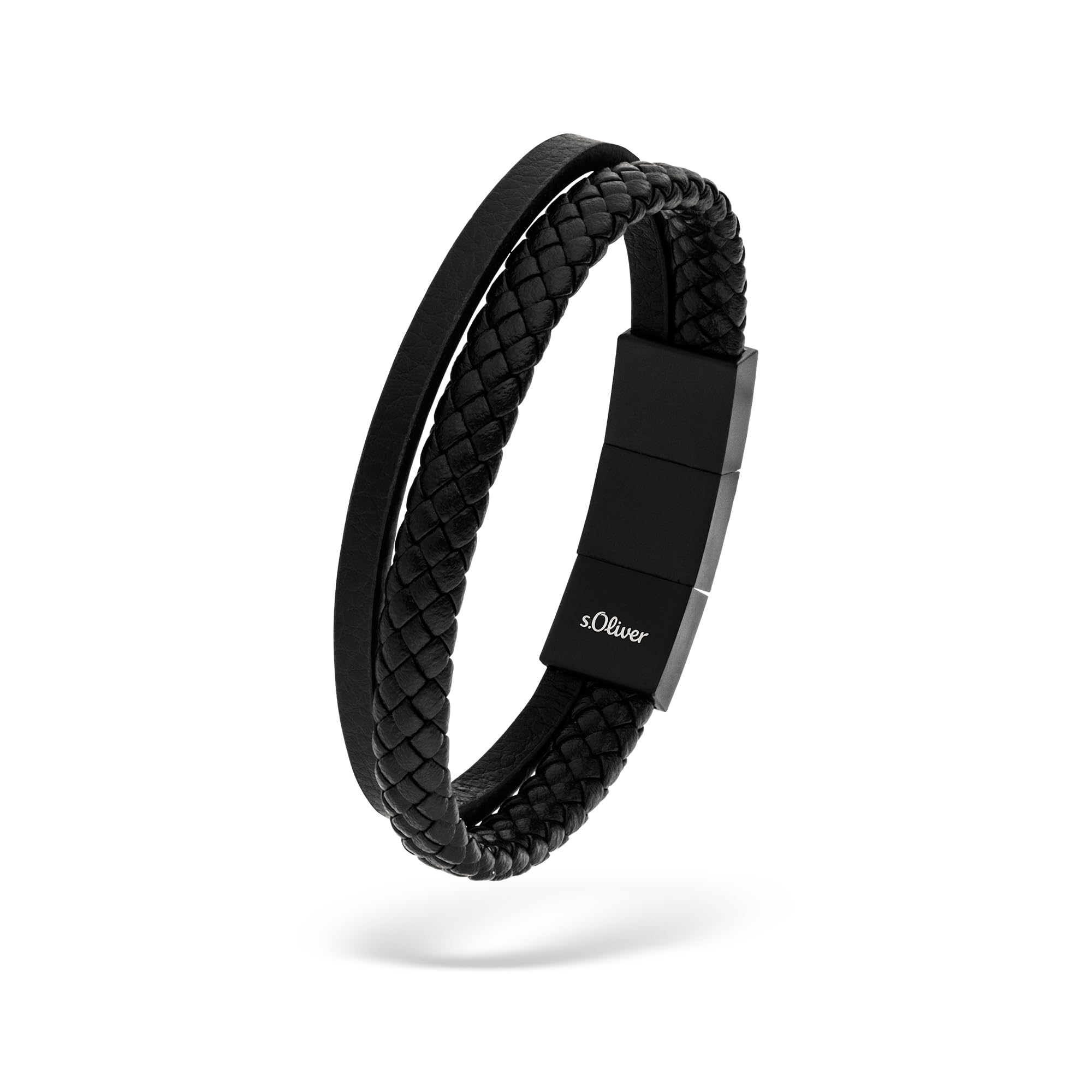 s.Oliver Herren Schmuck – Armband aus Leder mit Edelstahldetails – Klassisch, Stilvoll und Maskulin – Perfekte Geschenkidee