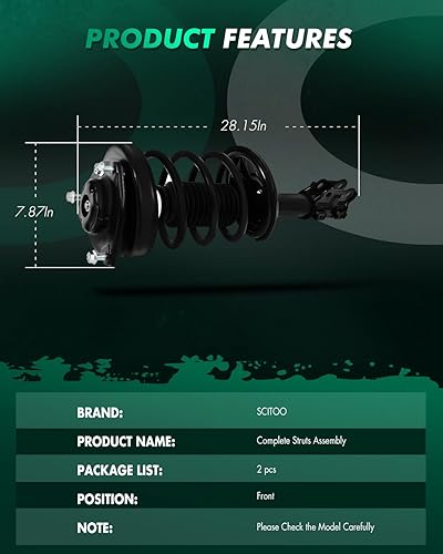 Vista 69 de SCITOO Puntales delanteros completos de resorte para Mercedes-Benz C230 08-09, para Mercedes-Benz C250 10-11, Mercedes-Benz C300 08-11