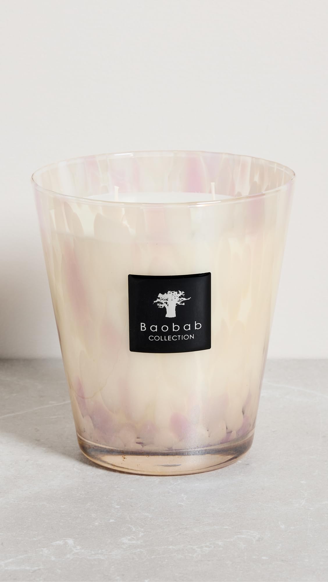Baobab max16pw Pearls White Cera, Candela, 16 x 10 x 16 cm