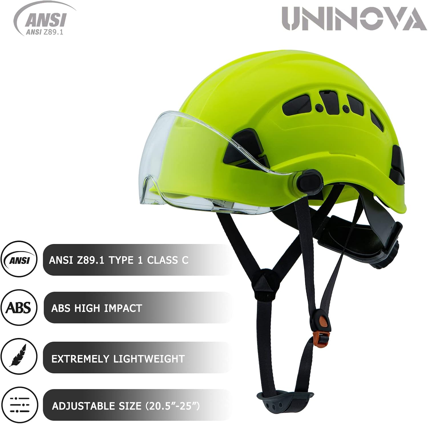 Safety Hard Hat - ANSI Z89.1 Approved Helmet Adjustable - 6-Point Ratchet Suspension & OSHA Hardhats