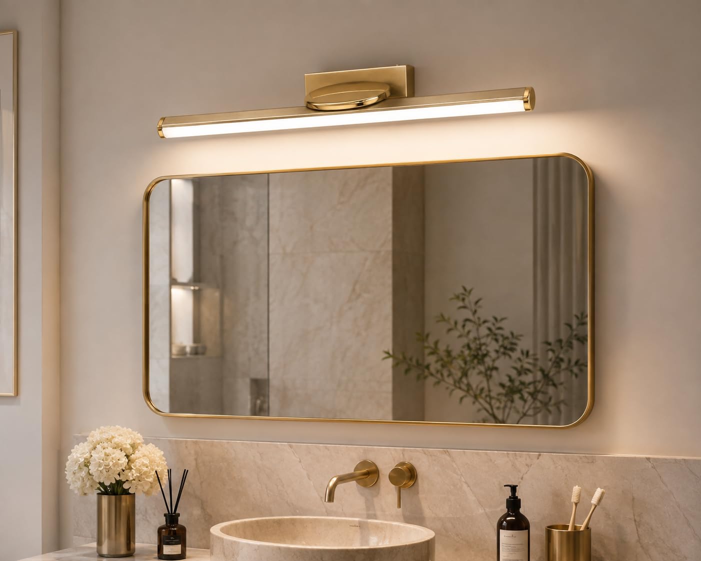 FILLISKA LED Mirror Light - Champagne Gold -8 FILLISKA LED Mirror Light - Champagne Gold -8