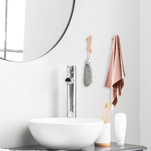 Miniatura 6 de Ganchos de pared de madera para patineta, paquete de 4 ganchos para colgar en la pared, de madera rústica, resistente, para toallas, bata,