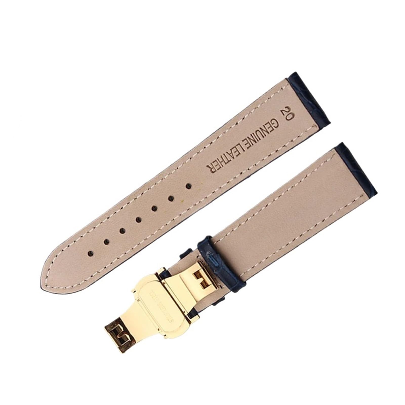 Générique NASUNJIA Bracelet en cuir véritable couleur bleu foncé bracelet de montre fermoir papillon taille 16mm 18mm 20mm 21 22mm 23mm