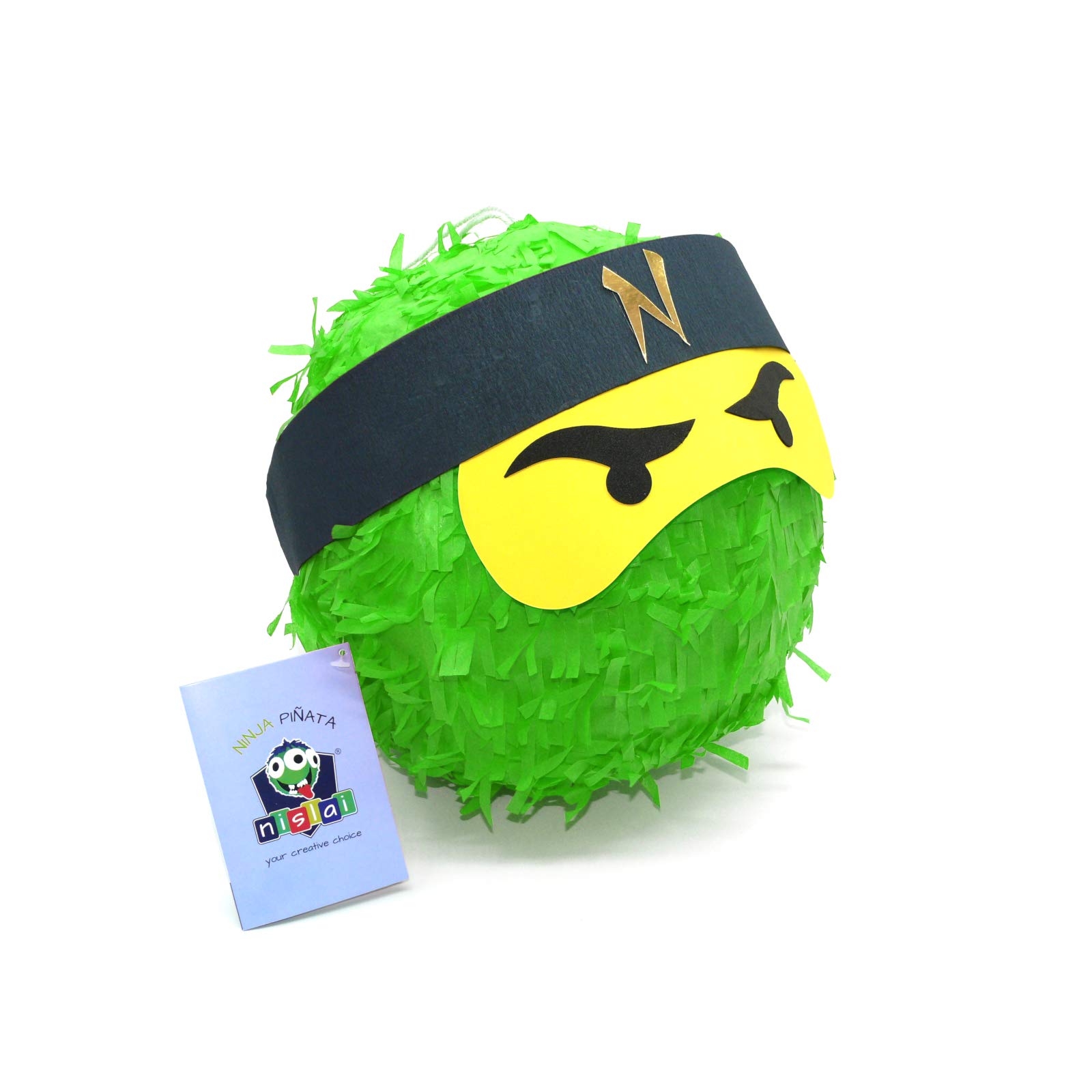 Ninja Pinata - Ideal für die Ninja Party - Pinata Geschenk - Pinata Geburtstag - Farbe zur Auswahl: grün, schwarz, blau, rot (grün)