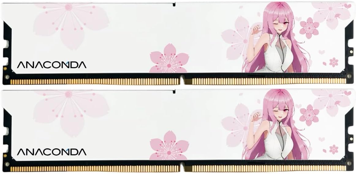 ANACOMDA Girl ANA Kingsnake DDR5 RAM 32GB (2 x 16GB) 6400MHz CL36 288-Pin Desktop Memory with Heatsink - Made in Taiwan