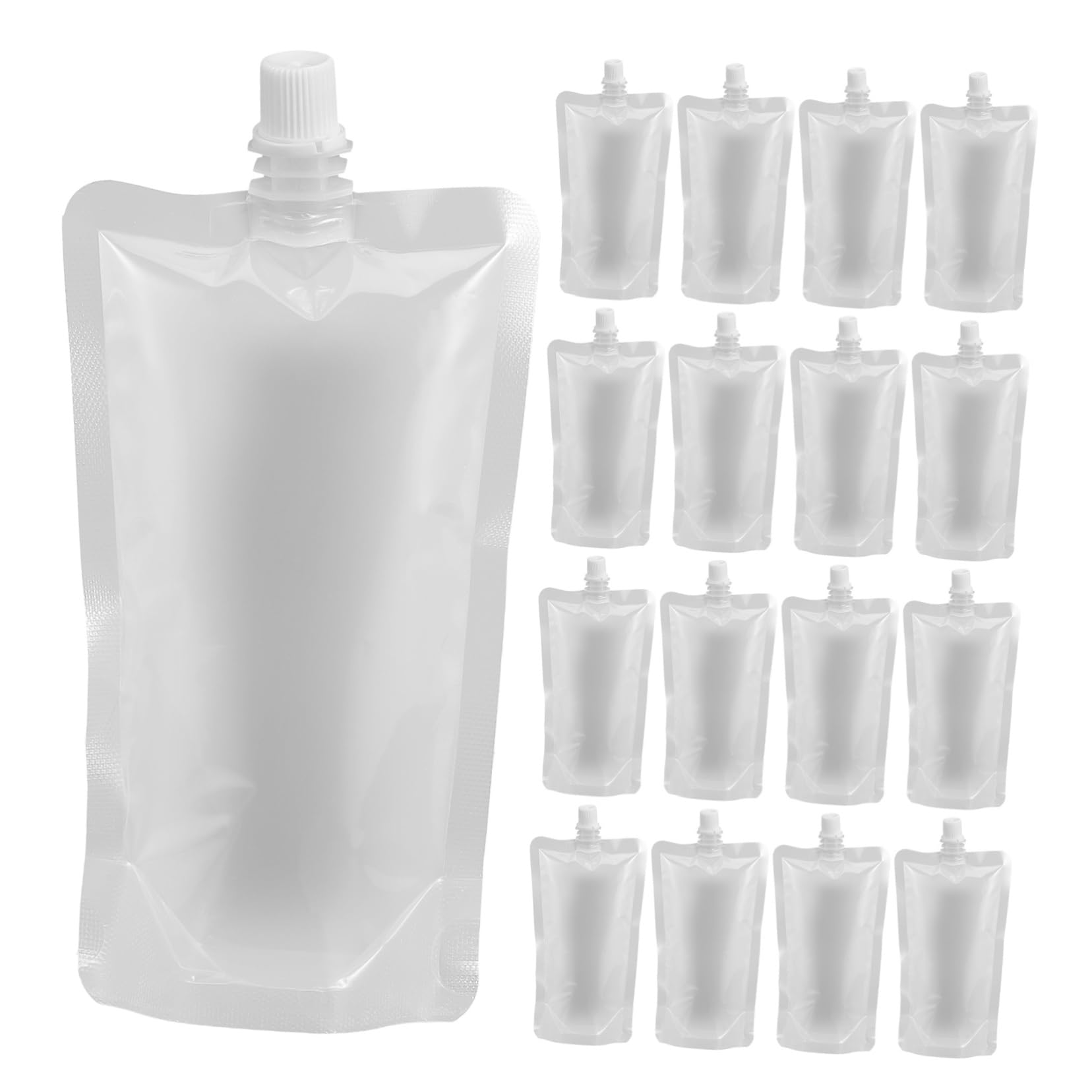 30Pcs Reusable Transparent Drinking Flasks Food Grade Beverage Pouches for Juice Soybean Milk for Camping Fishing Outdoor Activities