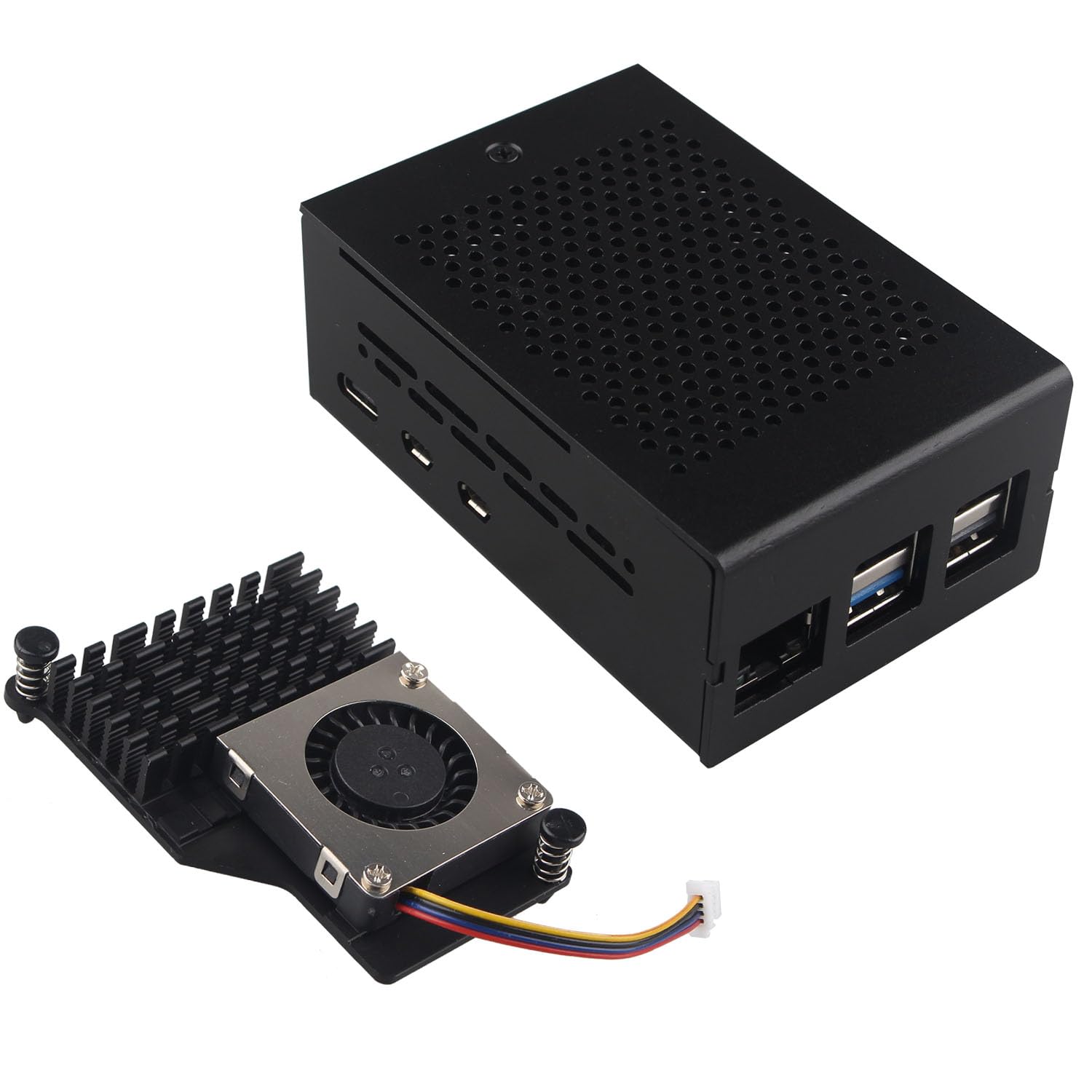 ZDE Aluminum Case ZC502 with Active Cooler ZP536 for Raspberry Pi 5 2GB 4GB 8GB 16GB Support PCIe to M.2 NVMe PoE HAT WiFi7 PCIe Peripheral Board ZP512 ZP513 ZP515 ZP516 ZP517A ZP581 ZP582 ZP590B