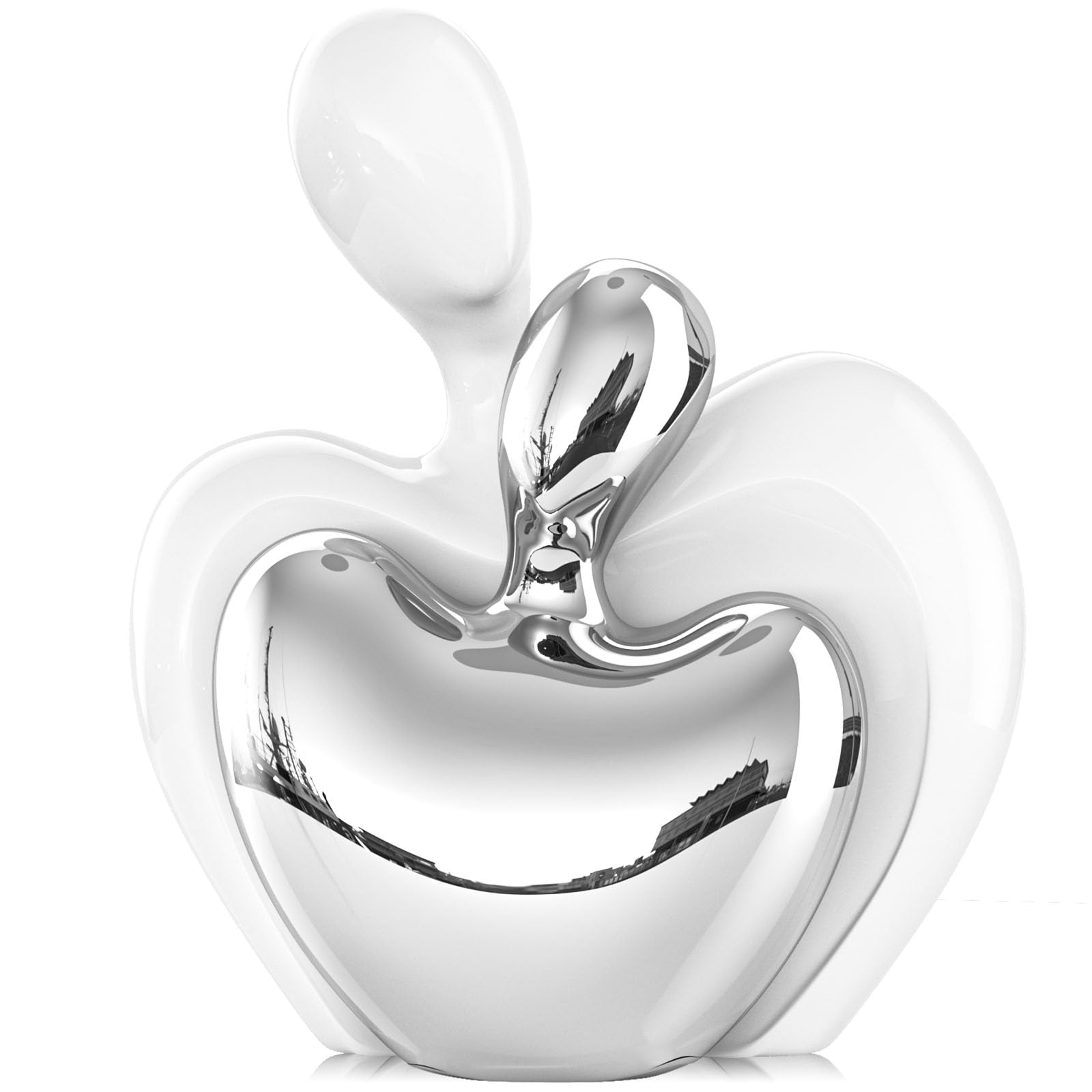 XMGZQ White and Silver Ceramic Couple Figurines Home Decor,Wedding Engagement Romantic Gift for Husband Wife,Large Male and Female Love Statue Valentine's Day Birthday,Abstract Hugging Couple