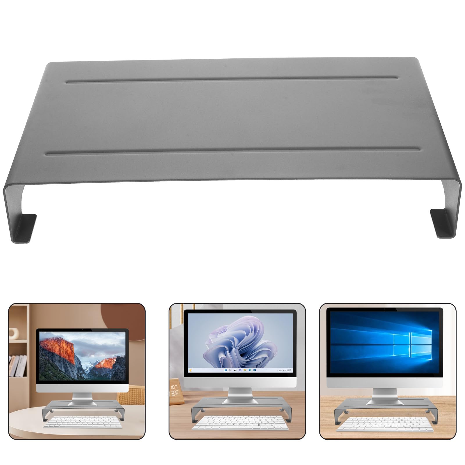 POPETPOP Soporte para Portátil de Aleación de Aluminio Plata, Elevador de Pantalla de Computadora Silicona Antideslizante para Oficina y Hogar, Elevación 6cm