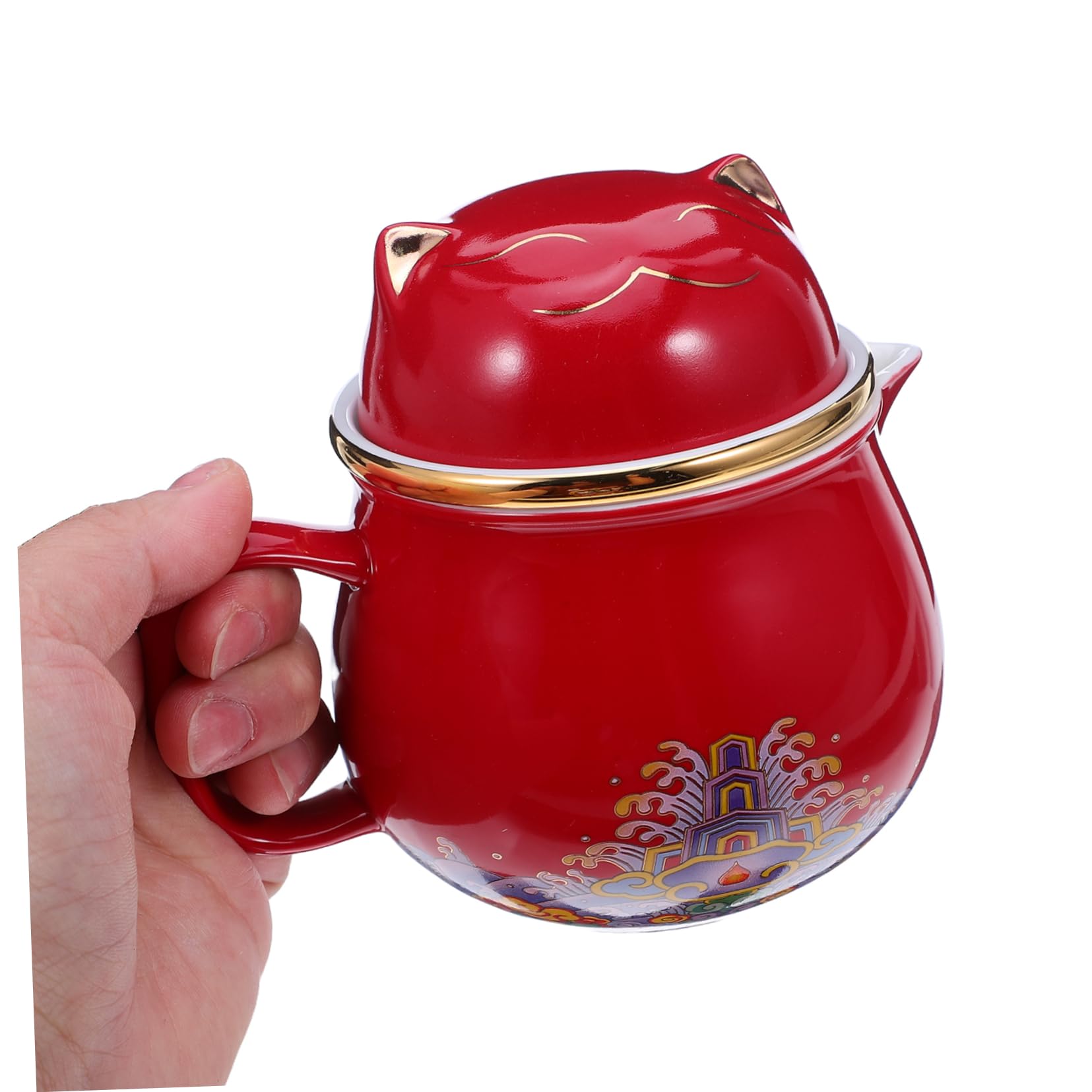 Ceramiczny Chiński Do Herbaty Kungfu z i Złotym Zdobieniem Przenośny z Filiżankami i Torbą Idealny Do Biura Relaksu i Pikniku