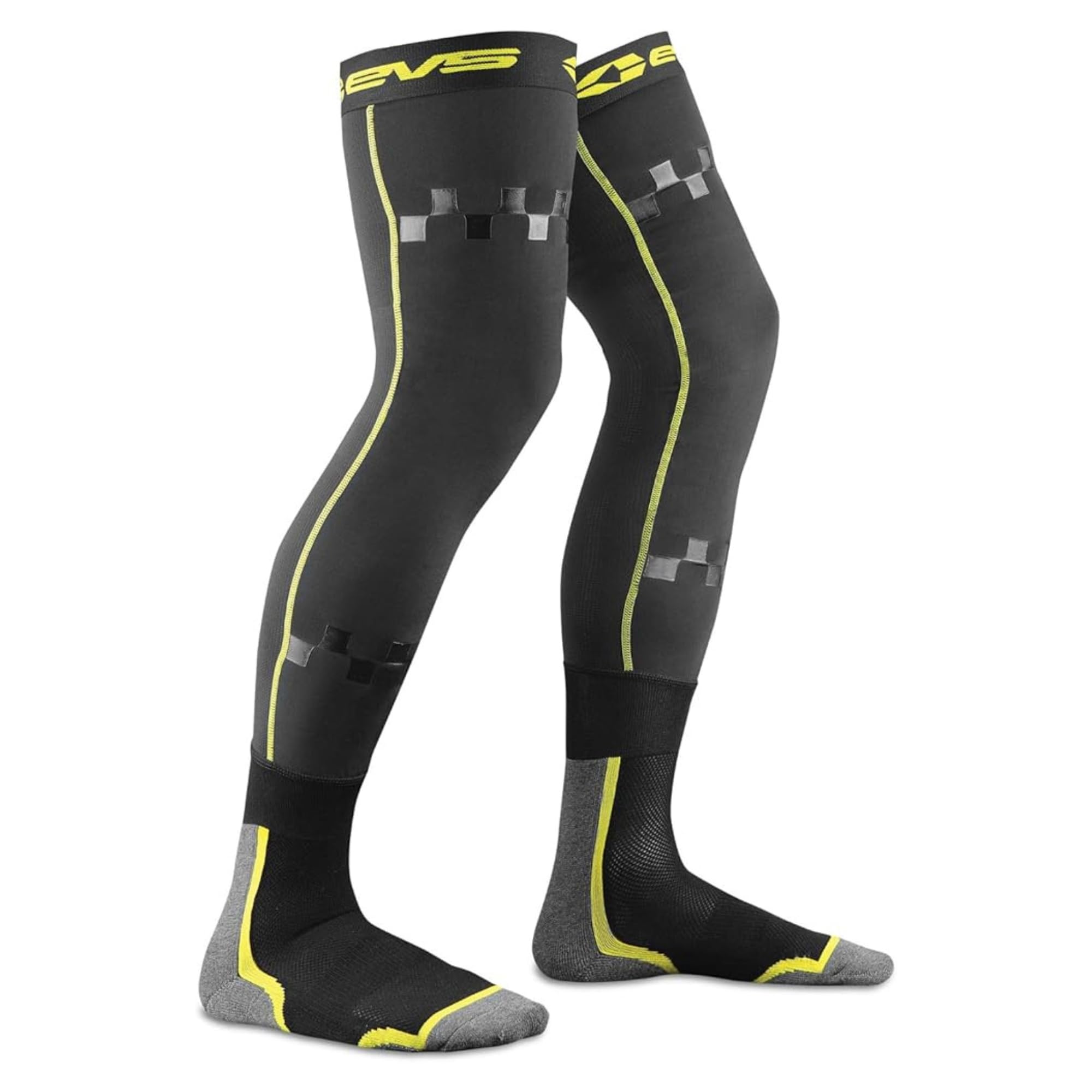 EVS SPORTS TUG Fusion Socks (1 Pair) | Compression Fit for Muscle Support | Reinforced Heel &amp; Toe for Durability | Black/Hi-Viz Yellow | Youth