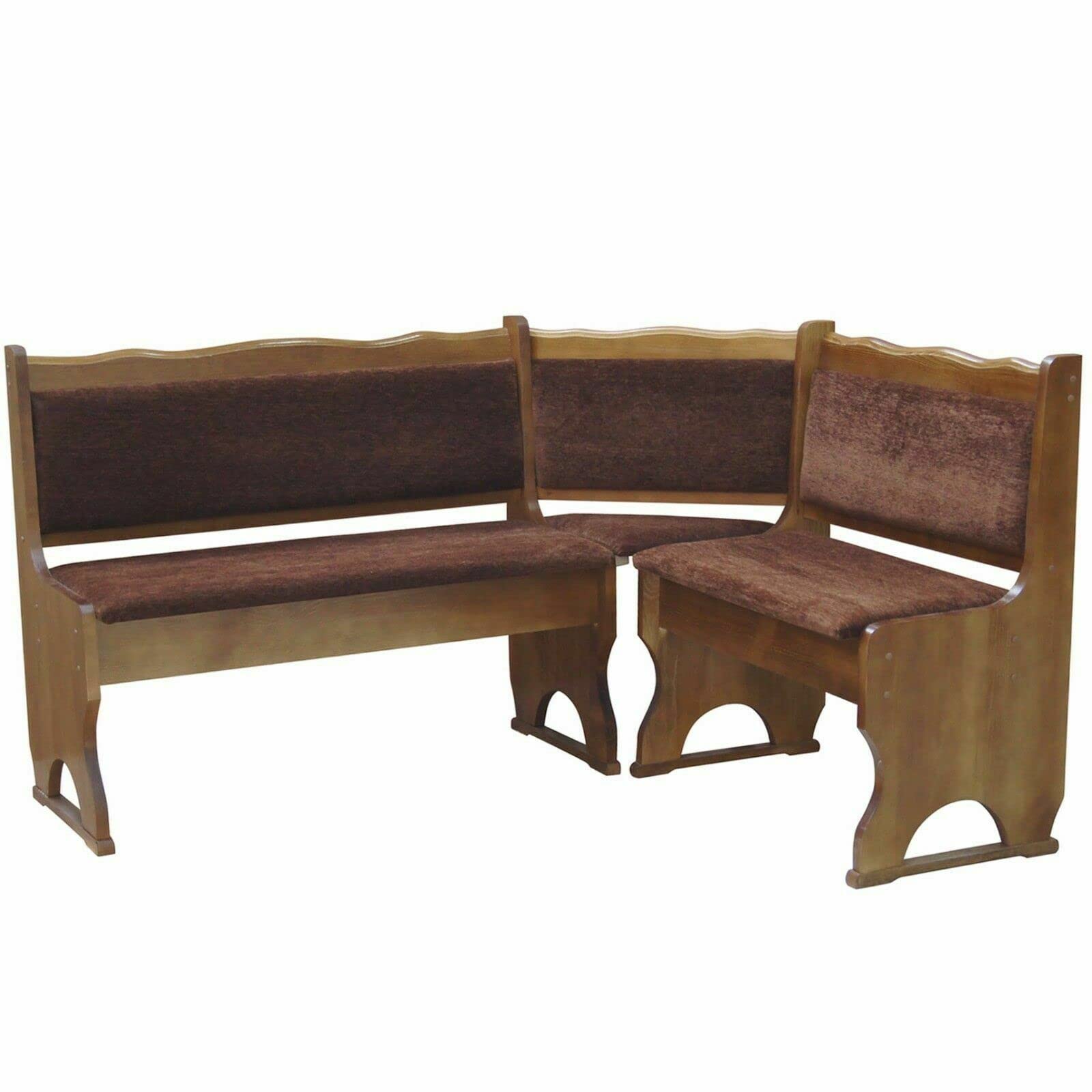 Panca Angolare In Legno Di Pino Con Imbottitura - Colore Rovere, 140x180 Cm - Foto 5