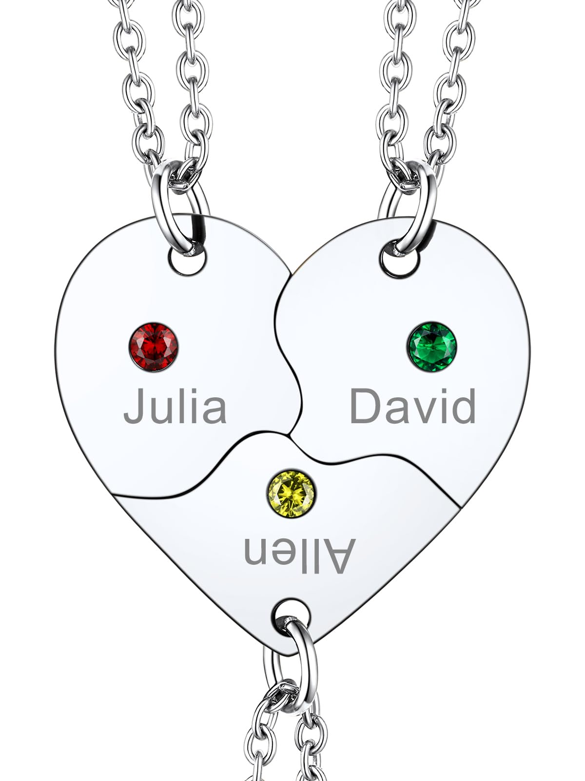 Supcare 2/3/4 Personalized Heart Puzzle Necklaces for Couples Friends Family BFF