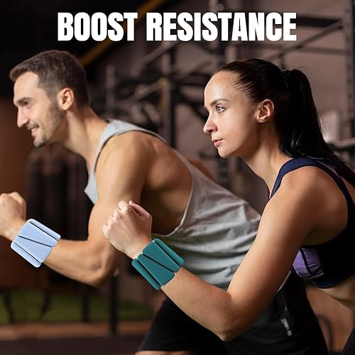 Miniatura 2 de Inspack Paquete de 2 pesas ajustables para muñeca y tobillo para mujeres y hombres, par de 24 libras (12 libra cada uno), correas de tobillo de