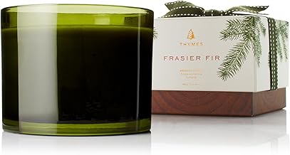 Thymes Frasier Fir Scented Candles for Home Decor – Green Heritage Holiday Candle – Notes of Siberian Fir Needles, Cedarwood & Sandalwood – Luxury Home Fragrance Gifts for Women & Men (3-Wick, 17 oz)