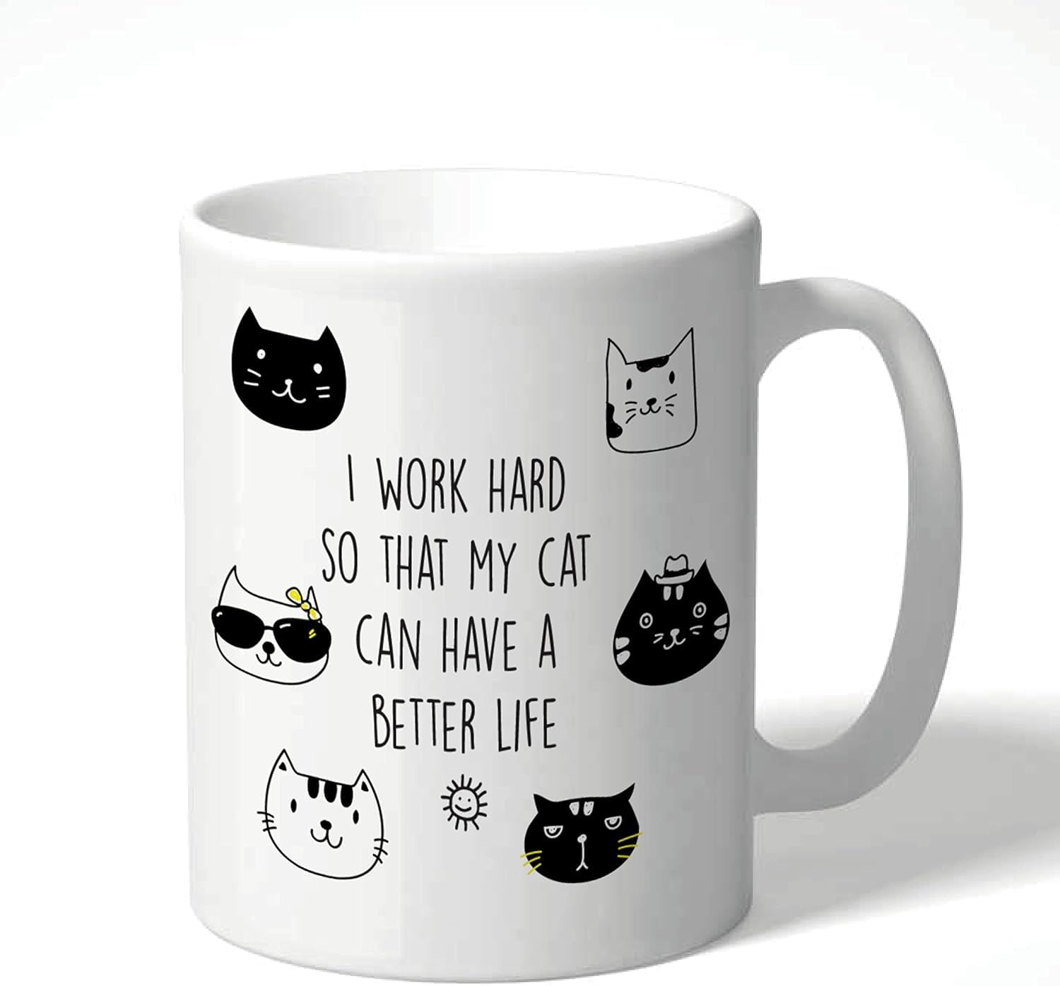 kisoyo Cat Mug, Cat Lover Mug, Gift for cat Lover I Work Hard so That My cat can Have a Better Life