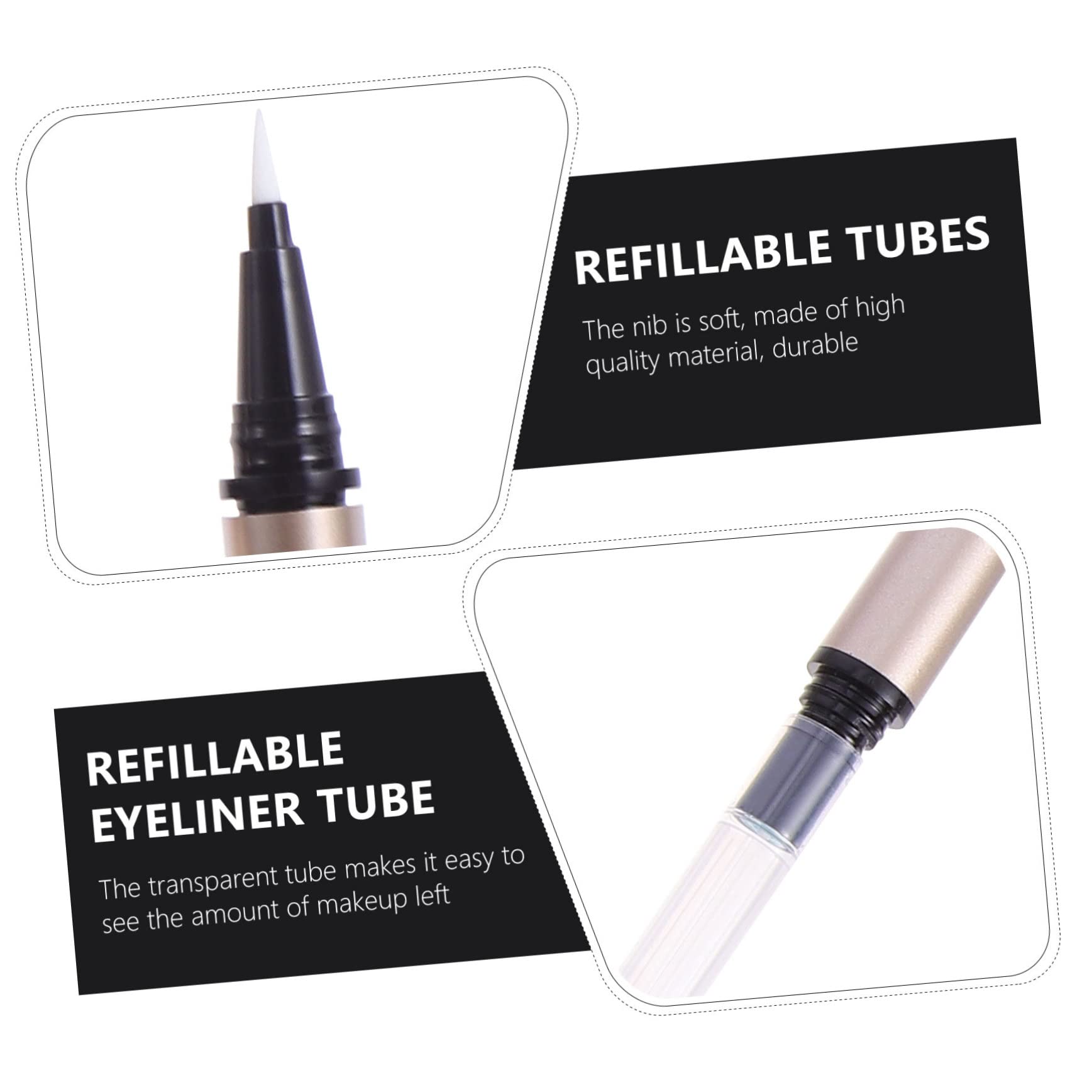 PACKOVE Leere Nachfüllbare Eyeliner Tuben 1 Ml 5 Stück Wiederbefüllbare Plastikbehälter für Flüssigen Eyeliner Selbstgemacht Kosmetik und Nagelöl Kompakt für Kosmetiksalons