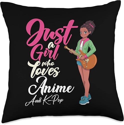 Miniatura 1 de Anime K-Pop Lover Afro African American Just A Girl Who Loves Anime and K-Pop - Almohada afroamericana afroamericana, 18 x 18 pulgadas, multicolor