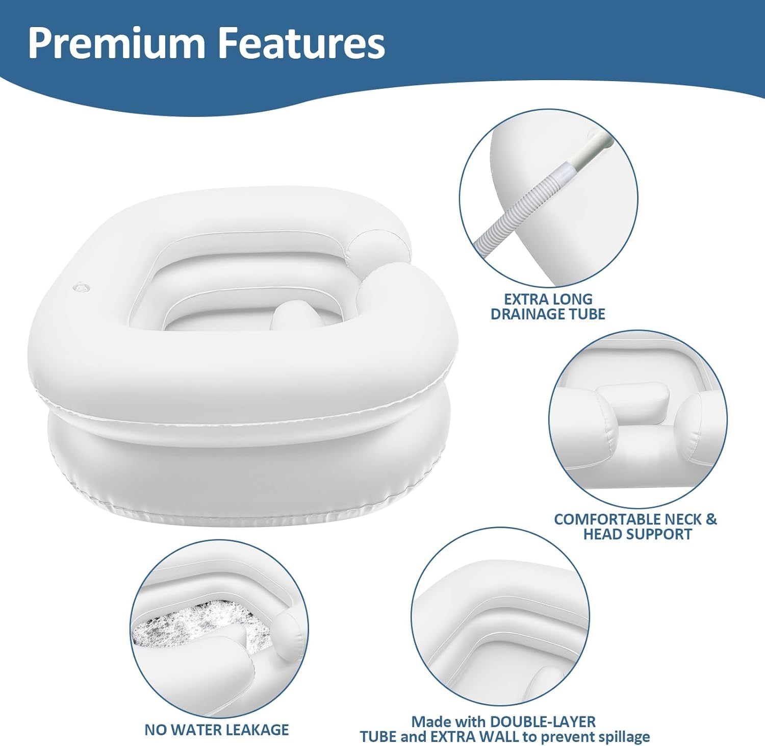 Lavabo Inflable Portatil,Lavacabezas Portatil Hinchable,Lavabo Inflable Para El Cabello,Lavacabezas Portati Peluqueríal,Lavacabezas Hinchable con tubo de Drenaje,Con bolsa de agua (A)