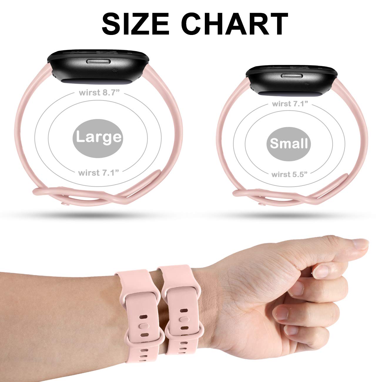 Oielai Bransoletka kompatybilna z Fitbit Versa 4 / Fitbit Versa 3 / Fitbit Sense 2 / Fitbit Sense / Versa 3 / Versa 4 / Sense / Sense 2, silikonowa, klasyczna, delikatna, dla kobiet i mężczyzn