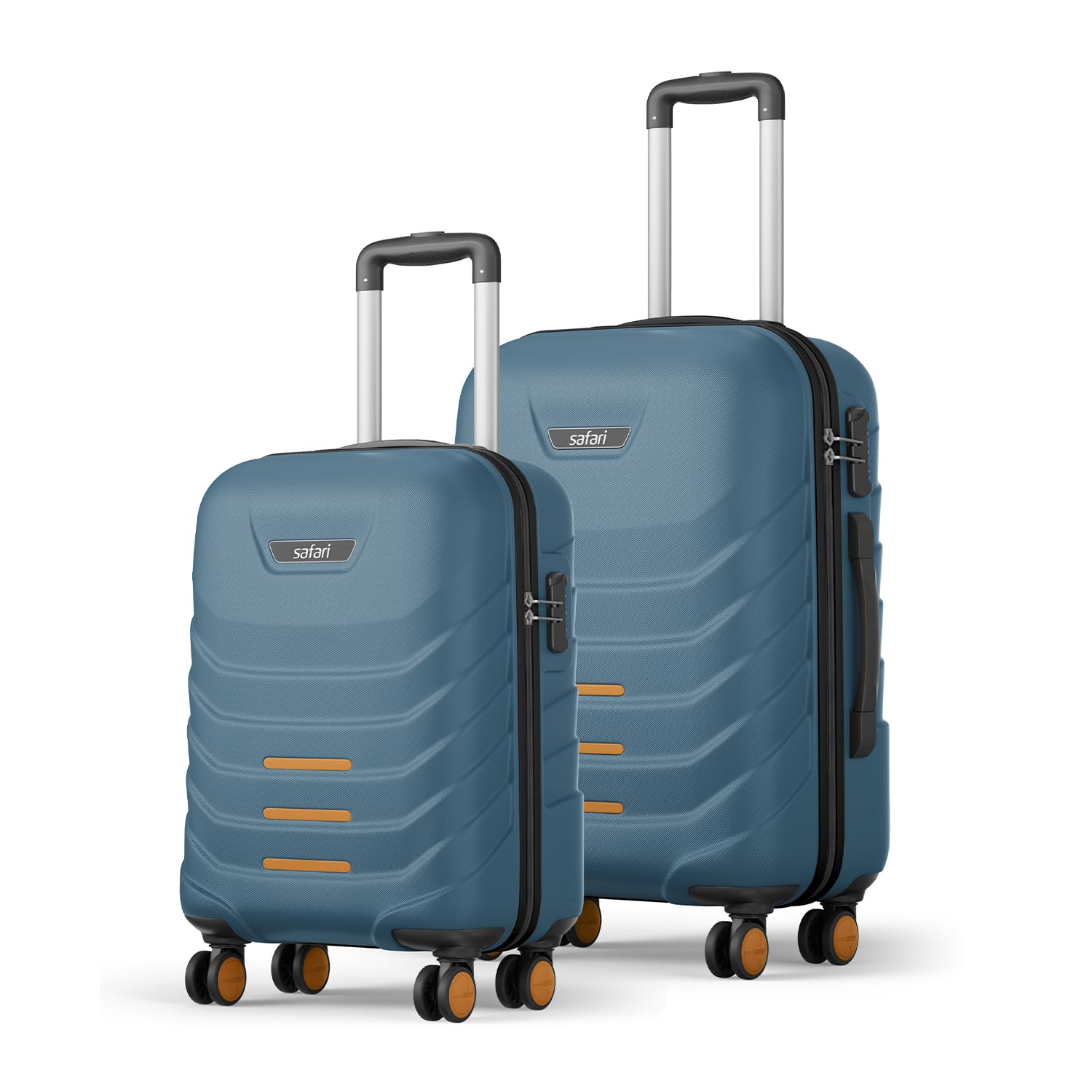 Safari Crescent 8 Wheels Set of 2, Cabin & Check-in Trolley Bags Hard Case Polycarbonate 360 Degree Wheeling System Luggage, Travel Bags, Suitcase for Travel, Trolley Bags for Travel, Ink Blue