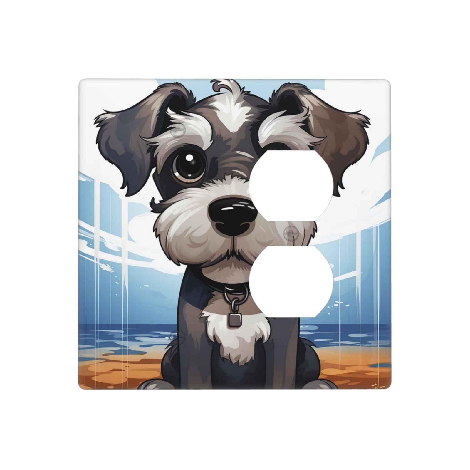 Decorator Wall Plate 2 Gang Light Switch Covers adorable schnauzer Wallplate Double Toggle Switch Plate Mid-size Electrical Outlet Covers Decorative Wall Switch Plate Cover