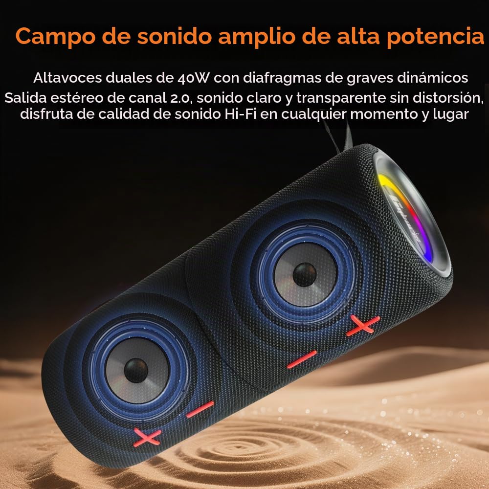 Altavoz Bluetooth magnético dual divisible 2 en 1, altavoces inalámbricos portátiles de 40 W con graves profundos, IPX6 impermeable, Bluetooth 5.3, tiempo de reproducción de 24 horas, sonido estéreo