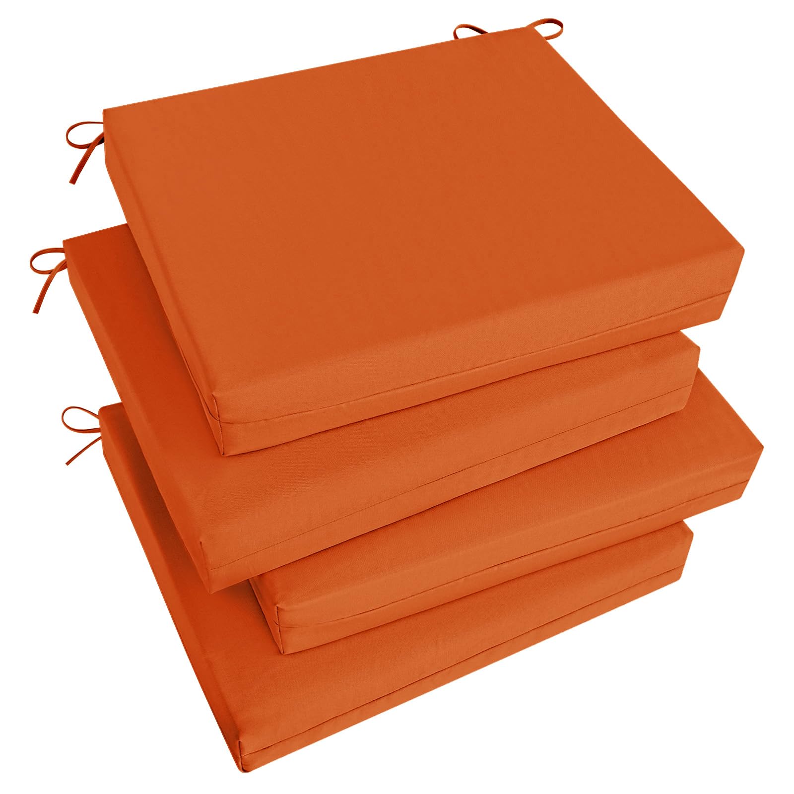 Basic Beyond Outdoor Chair Cushions Set of 4, Square Corner Outdoor Cushions for Patio Furniture, Water Resistant Patio Chair Cushions with 2 Ties, 18.5x16x3, Orange