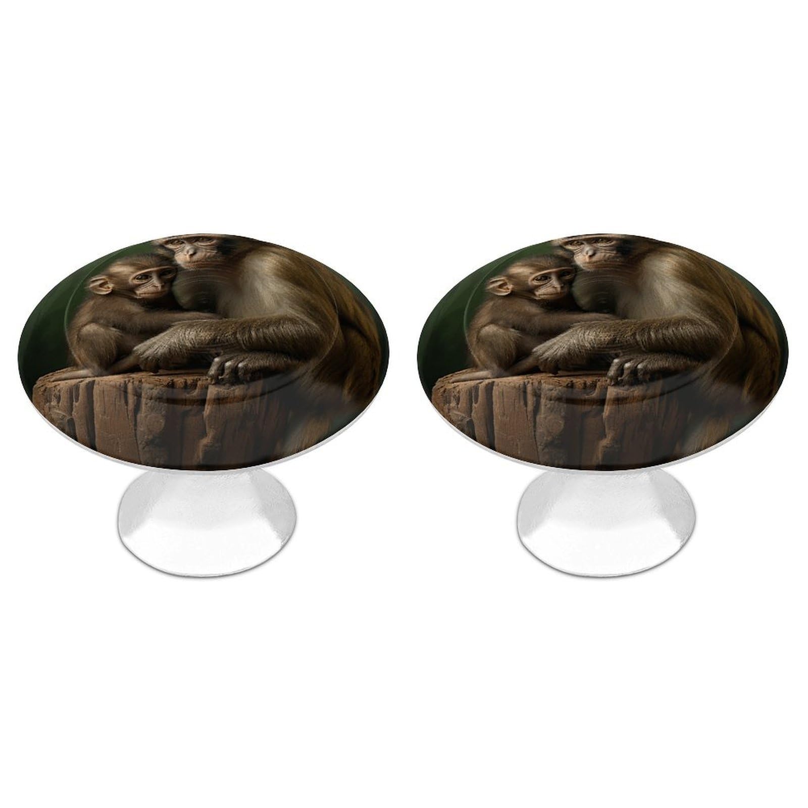 QMNLKH Wildlife Monkey Cabinet Knobs for Home, Round Drawer Pulls for Kitchen, Personalized Cupboard Handles with Screw, Fashion Dresser Knobs for Office, Drawer Handles, 2 Packs