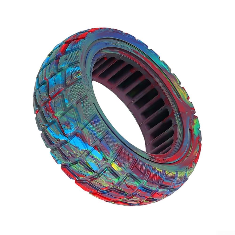 25,4 cm (10 Zoll) 90/65-6,5 Off-Road-Vollgummireifen, tiefes Profil, rutschfest, schlauchloses Design für Zero 11X für Dualtron für Kaabo für Speedual Elektroroller, schwarze, rote Linie