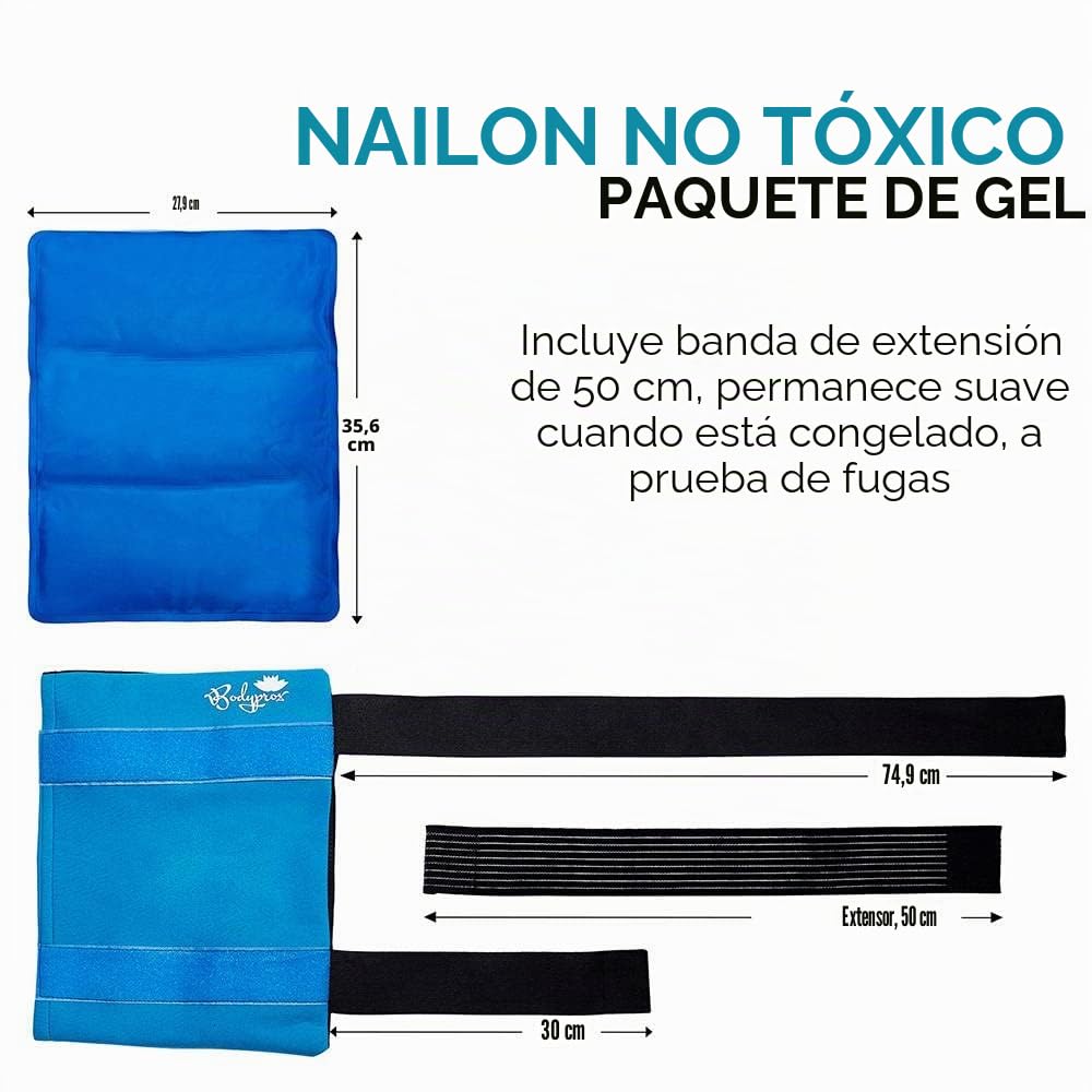 BODYPROX Bolsa de hielo de gel flexible grande para hombros, brazos, espalda y muslos. Envoltura terapéutica de frío y calor