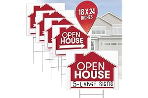 Open House Real Estate Signs 18x24 Inches 5 Pack Set