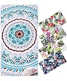 Genovega (23 Options Thick Round Beach Towel Blanket - Indian Boho Boho Mandala Large Microfiber Terry Beach Roundie Circle Picnic Carpet Yoga Mat with Tassel for Women Two,High Color fastness