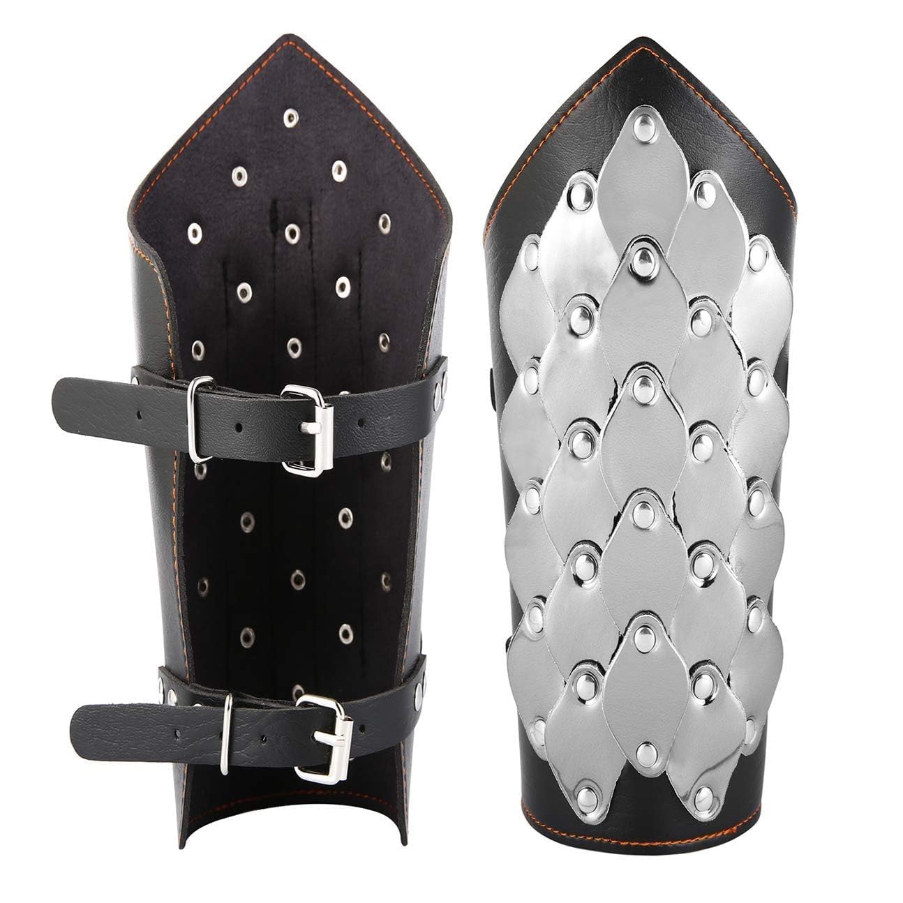 HZMAN 1 Pair Black Faux Leather Bracer Dragon Scale Gauntlet Wristband