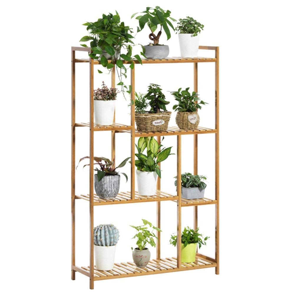 Étagère en bambou pour plantes support d'angle au design naturel et épuré