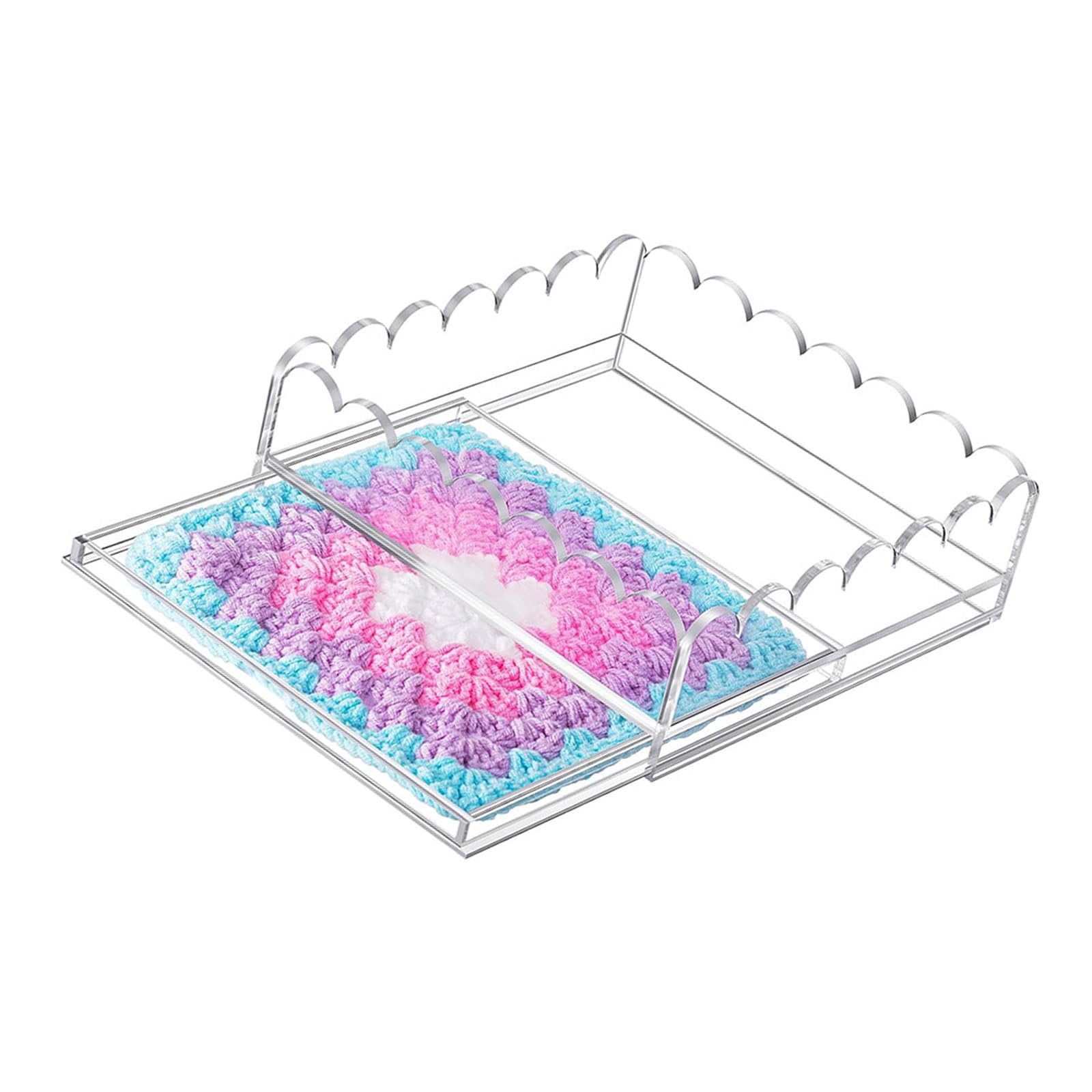 Kalttoy Multicolor Scalloped Tray Scalloped Basket Clear Acrylic Trays With Drawer For Insert Photos, Art, Needlepoint And Fabric Acrylic Tray With Drawer Insert