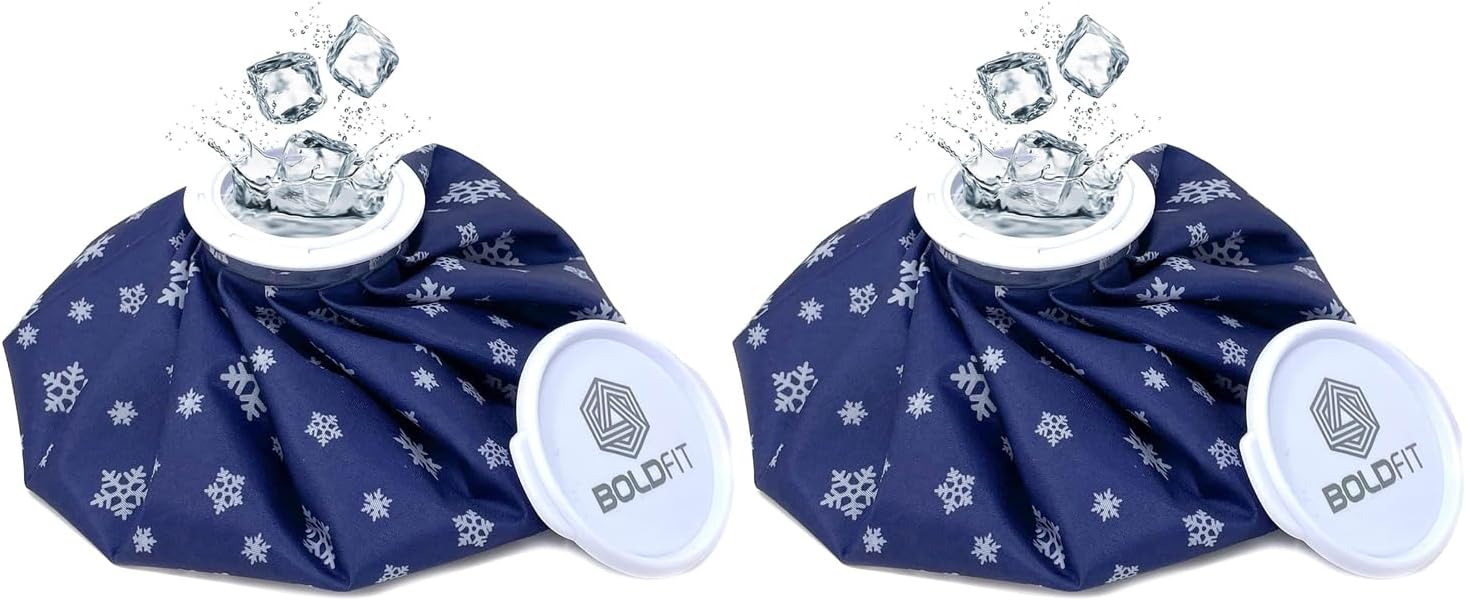 Boldfit Hot Water Bag Ice bag for Pain Relief 9inch Cold Ice Pack Bag for Relief Cold Water Bag for Pain Relief, Injuries, and Cold Therapy Leak free Closure - Blue Snowflakes, 9 Inch, Pack of 2