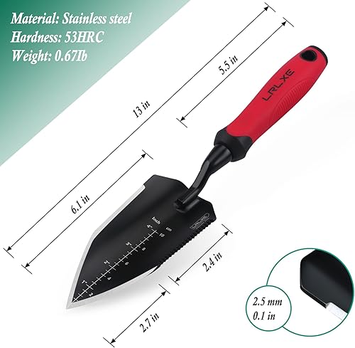 Miniatura 2 de Pala de jardín - Paleta de mano de jardinería resistente, paleta de jardín de acero inoxidable con mango de goma, herramienta de jardín para