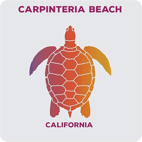 Carpinteria Beach California Souvenir Acrylic Coaster 4-Pack Turtle Design