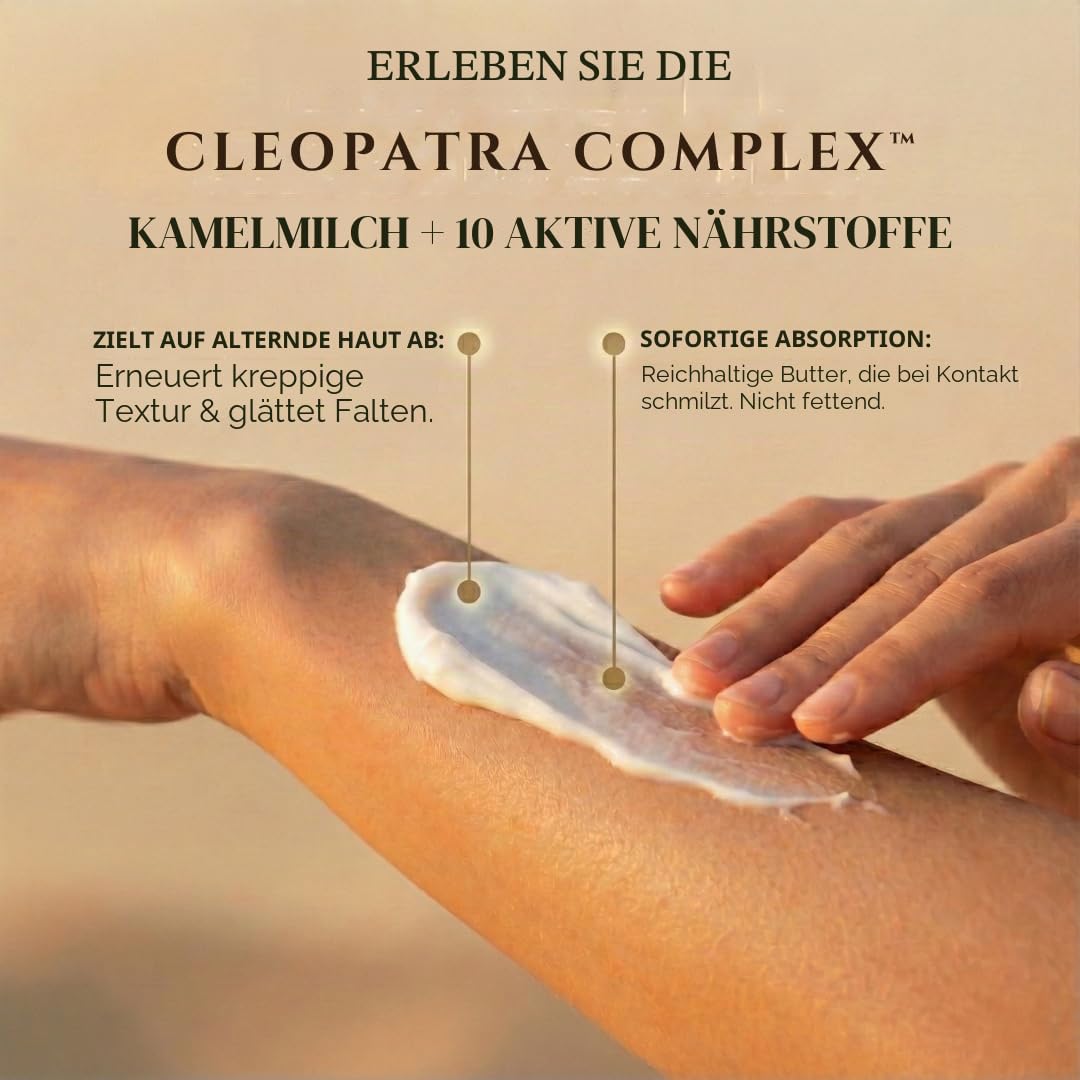 Cammellatte Kamelmilch Körperbutter mit Sheabutter - intensiv pflegende Bodylotion für trockene Haut mit Vitamin C, E - langanhaltende Feuchtigkeit - natürliche Bodylotion Damen, Herren - 100 ml