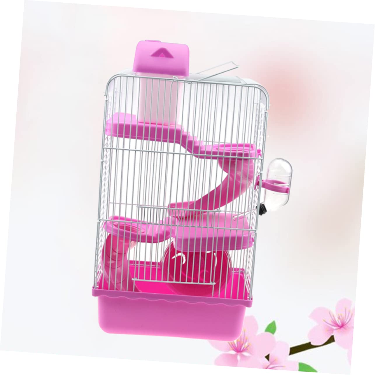TOYANDONA Hamsterkäfig aus Robustem Kunststoff Mehrstufig mit Rutsche Haustierkäfig mit Laufrad und Wassernapf Chinchillakäfig als Spielhaus