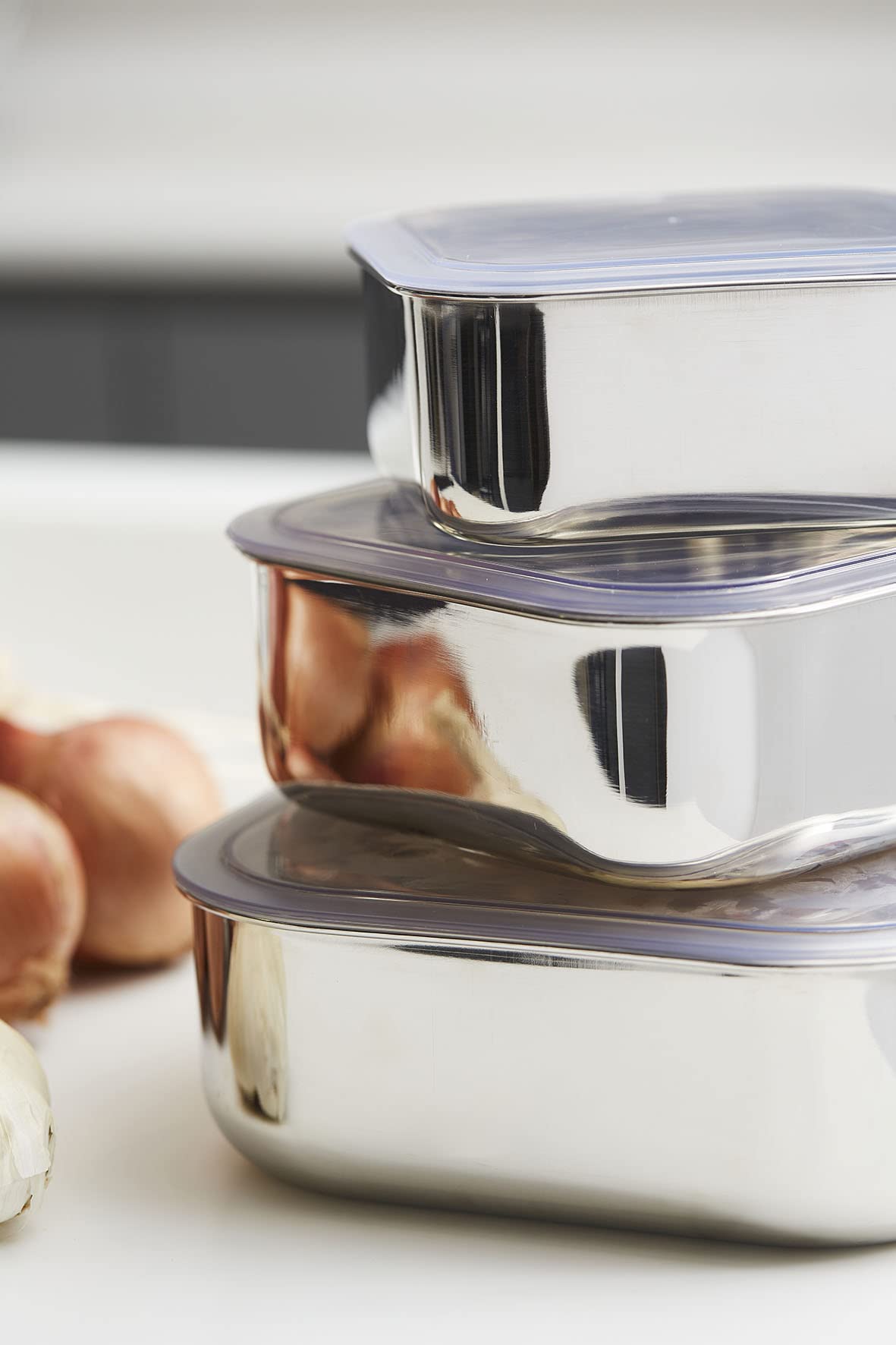 Misichao Lot De 4 Boîtes De Rangement En Acier Inoxydable Avec Couvercles U2013