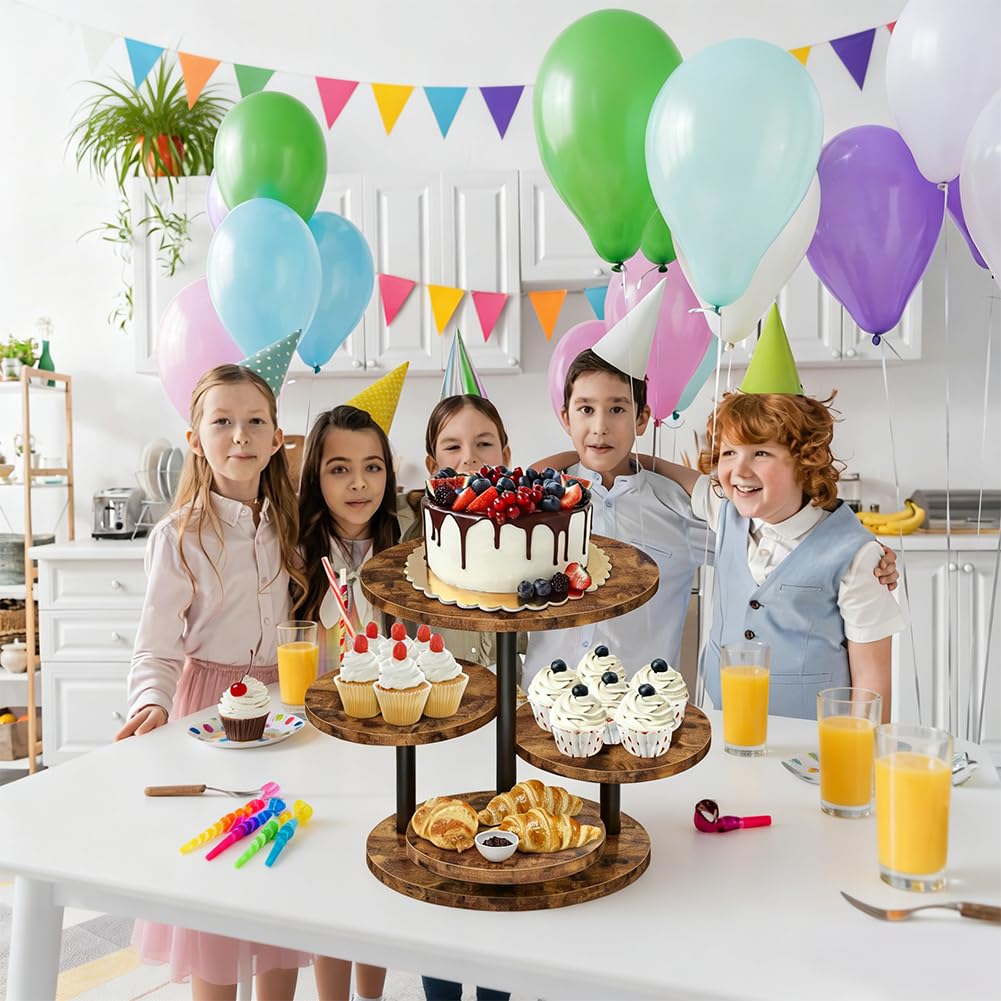 FARYODI Alzata girevole da 32 cm – Alzata a 3 ripiani per cupcake e torte, in acrilico con piatto girevole a 360°, supporto per muffin per matrimoni, compleanni, baby shower, piatto riutilizzabile per