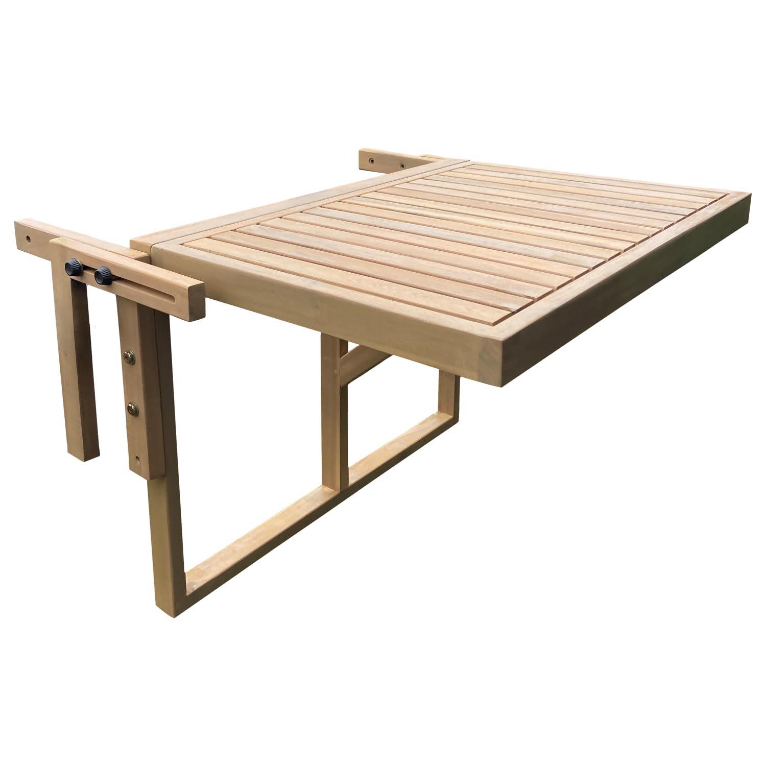 Happy Garden Mesa de balcón Plegable de Acacia SUMBA Diseño Rectangular, Capacidad para 2 Personas, Regulable en Altura, Resistente a los Rayos UV para un Uso Duradero
