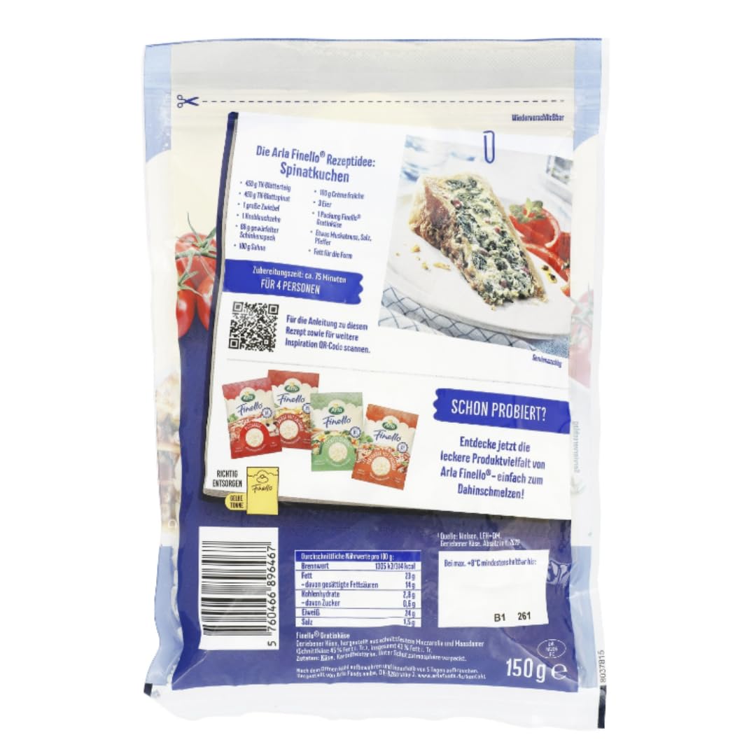 Arla Finello Gratinkäse gerieben käse 150 gramm x 3 STÜCK [Frischegarantie]