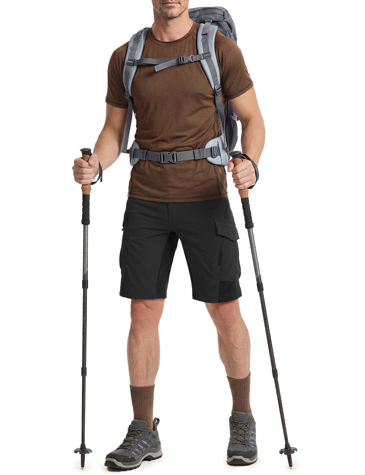 Wespornow Wanderhose Herren Kurz Schnelltrocknend 4-Way-Stretch Verstärkt Schritt 6 RV-Taschen Leicht Geräuschlose Trekking