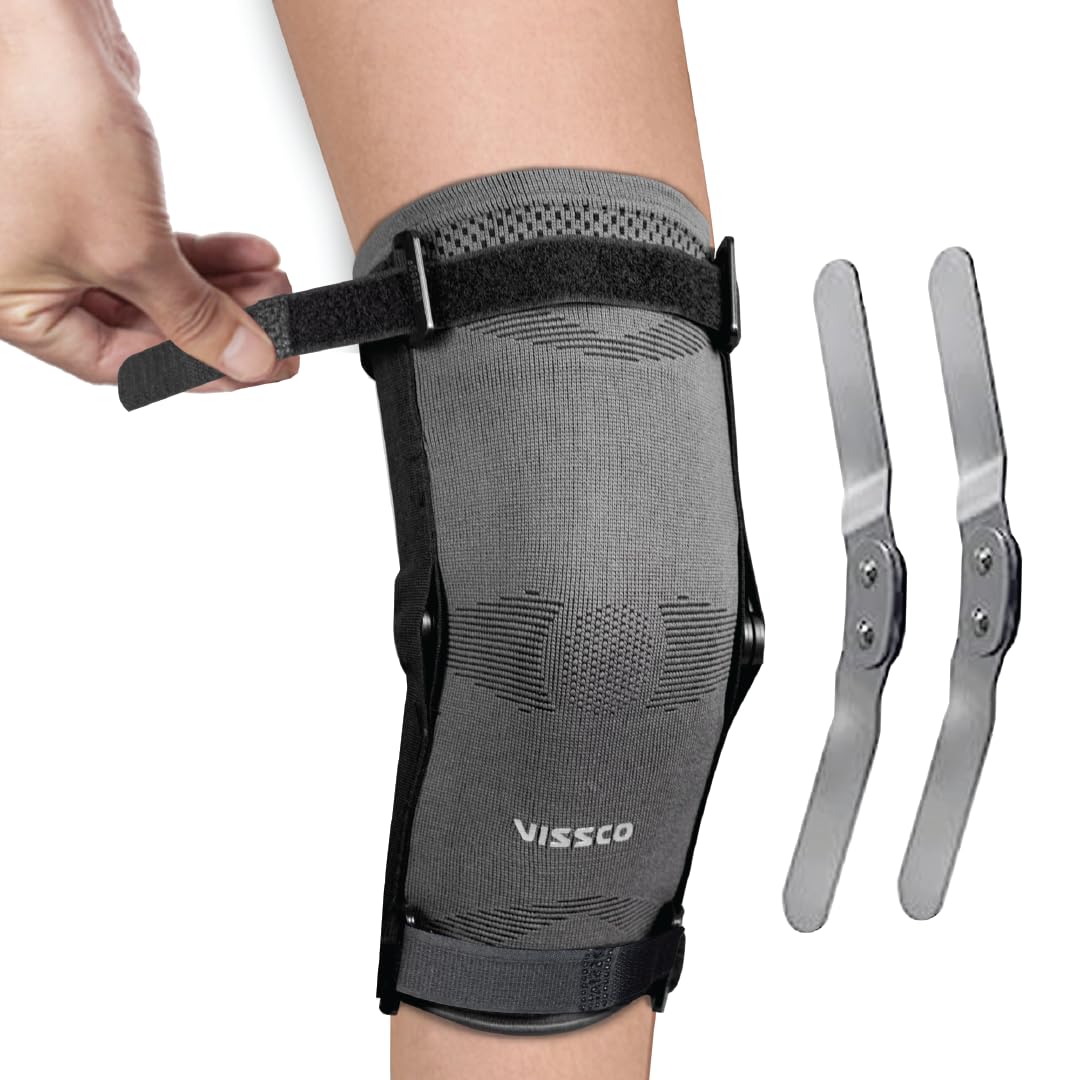 Vissco Elastic Knee Cap with Hinges, Knee Support to provide Knee Pain Relief, for Sports, Football, Cricket, Walking And Workout (SINGLE) - Small (Grey) (B00LVL0J2Q) Amazon Price History, Amazon Price Tracker