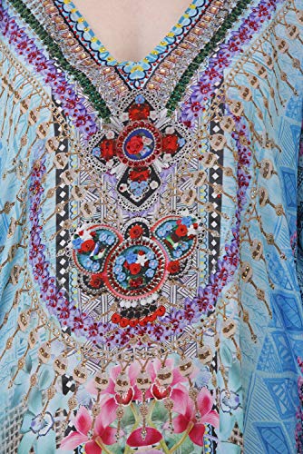 Image of RAVI RAJORIA Georgette Digital Printed Beach Wear Kaftan Blue Free Size R800 | Multi Color 2