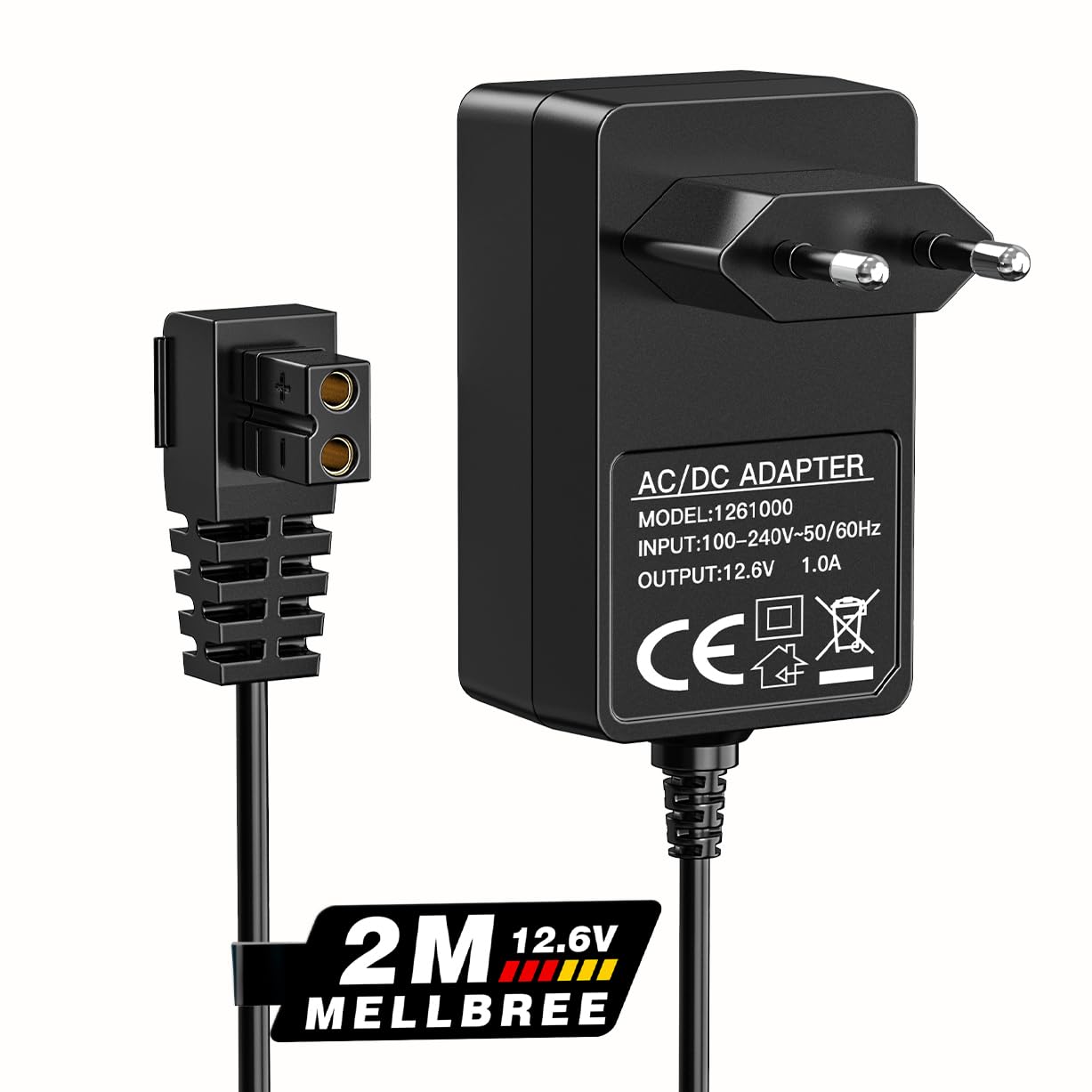 Mellbree Ładowarka 12,6 V do robota basenowego Steinbach Battery Basic 2.0, zapasowy przewód zasilający 2 m do automatycznego odkurzacza basenowego, bezpieczne i wydajne ładowanie